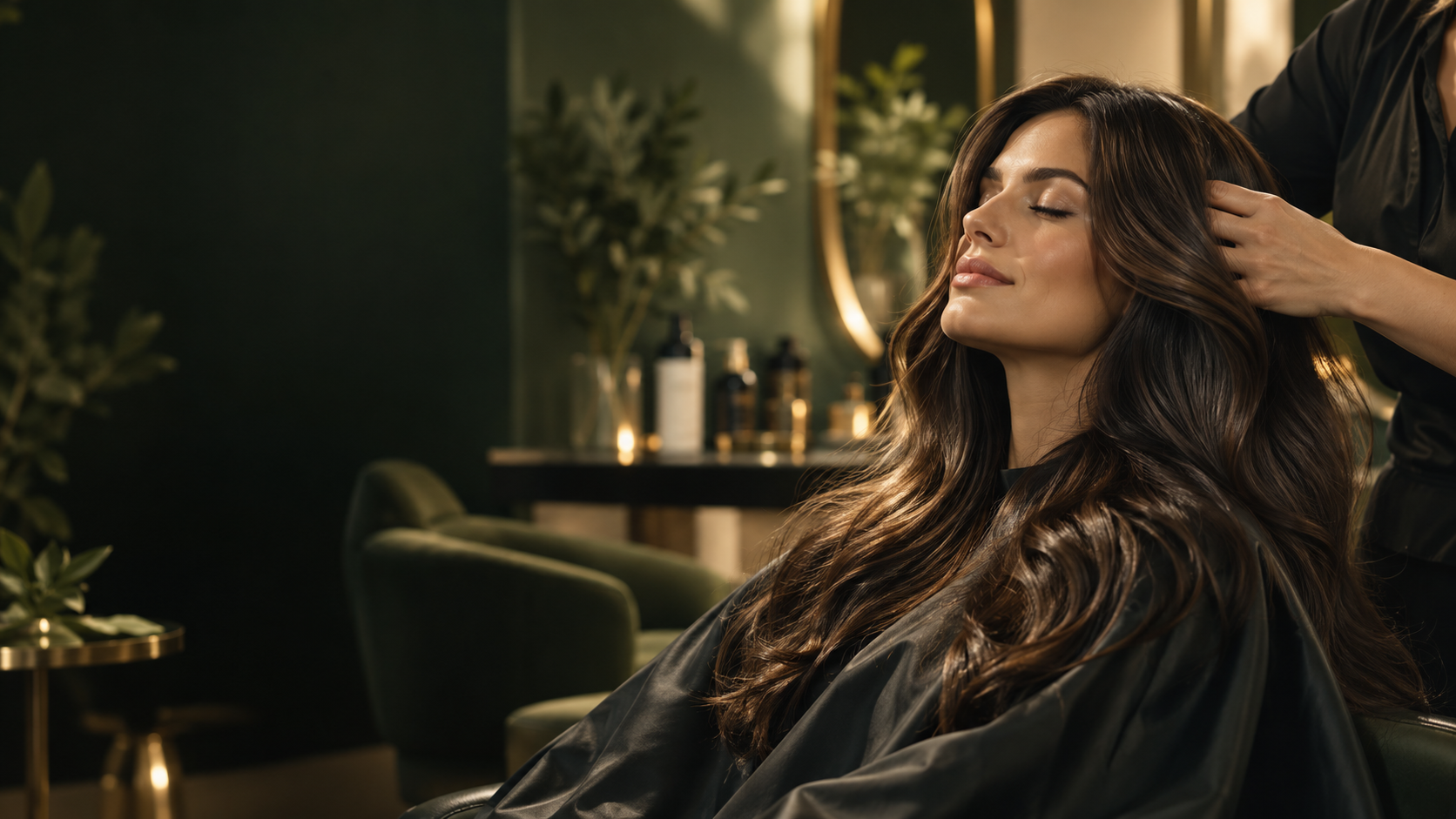 Trattamento benessere per capelli in un salone elegante
